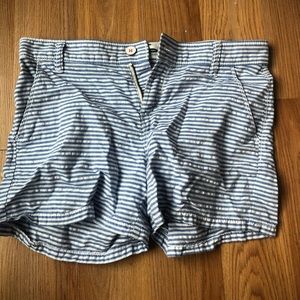 Blue and white striped shorts